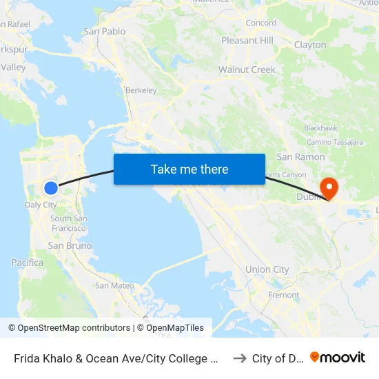 Frida Khalo & Ocean Ave/City College Welcome Center to City of Dublin map