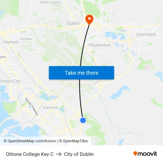 Ohlone College Key C to City of Dublin map