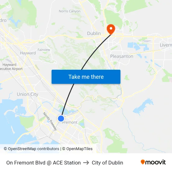 On Fremont Blvd @ ACE Station to City of Dublin map
