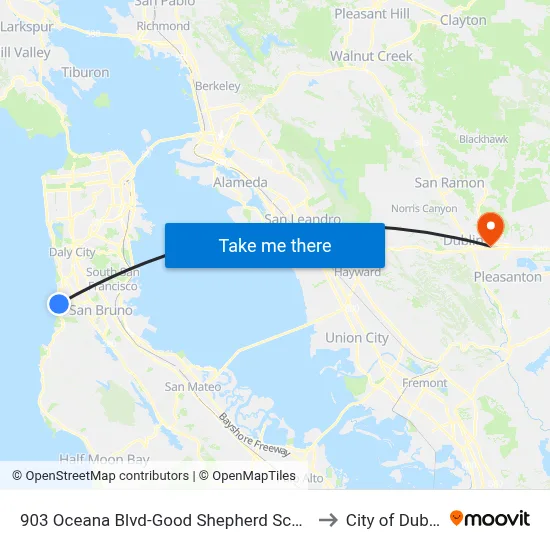 903 Oceana Blvd-Good Shepherd School to City of Dublin map