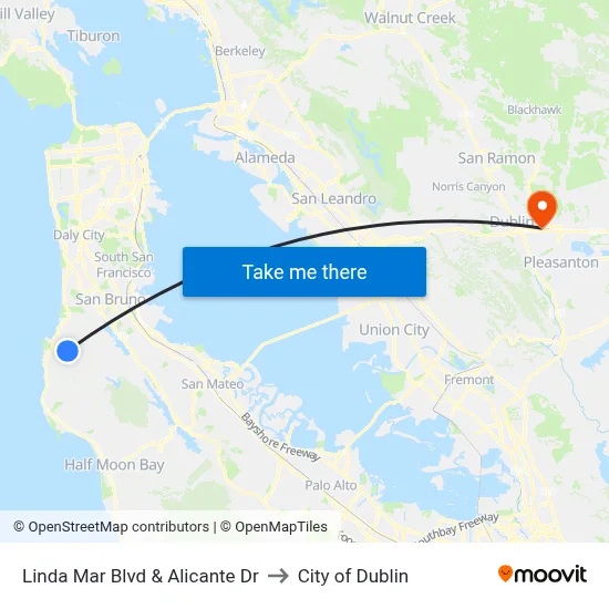 Linda Mar Blvd & Alicante Dr to City of Dublin map