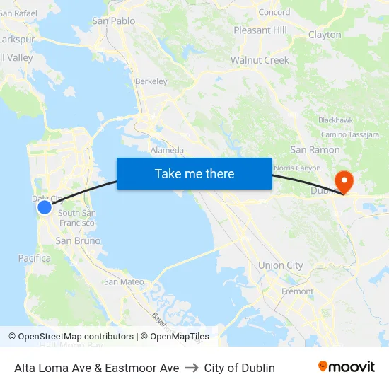 Alta Loma Ave & Eastmoor Ave to City of Dublin map