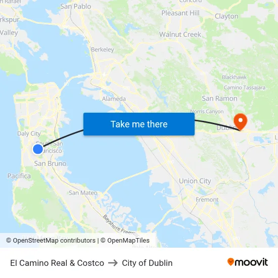 El Camino Real & Costco to City of Dublin map