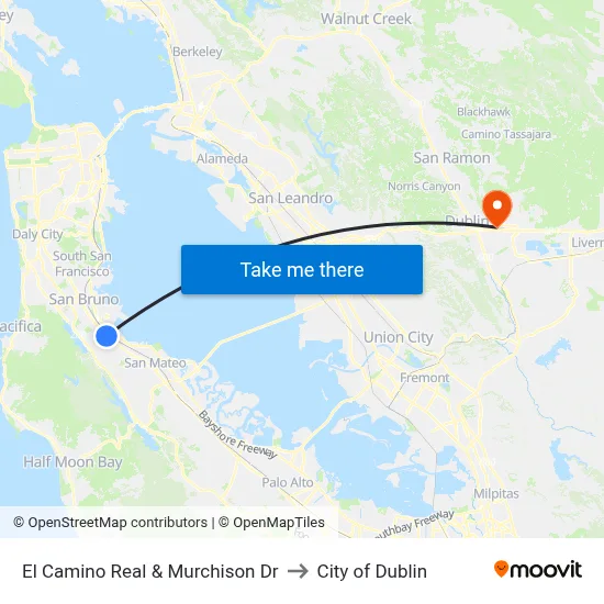 El Camino Real & Murchison Dr to City of Dublin map