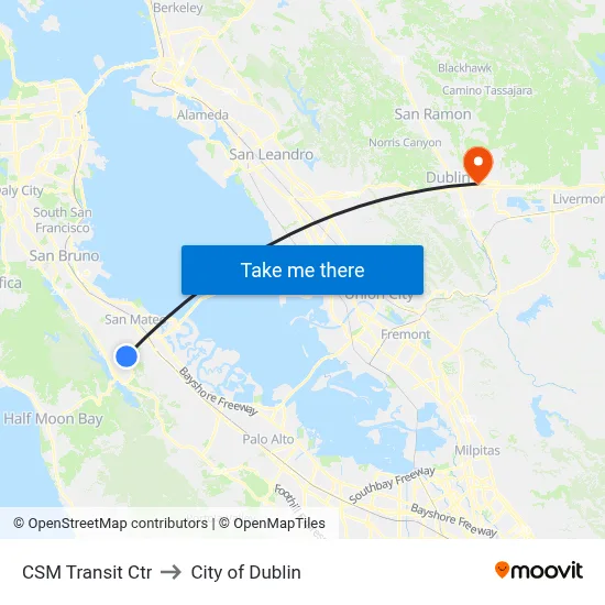 CSM Transit Ctr to City of Dublin map