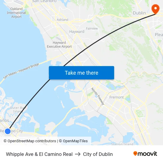 Whipple Ave & El Camino Real to City of Dublin map