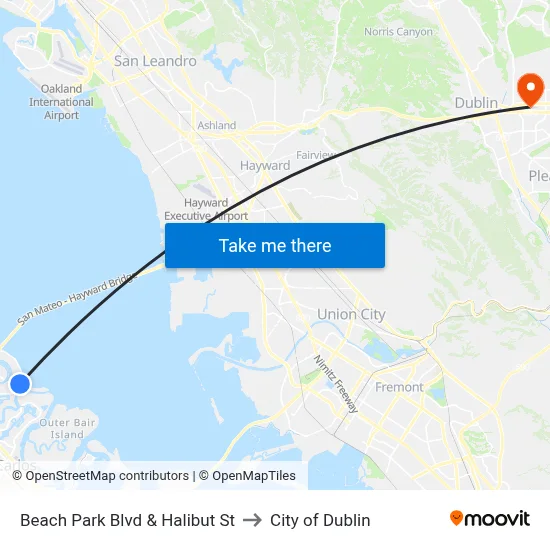 Beach Park Blvd & Halibut St to City of Dublin map