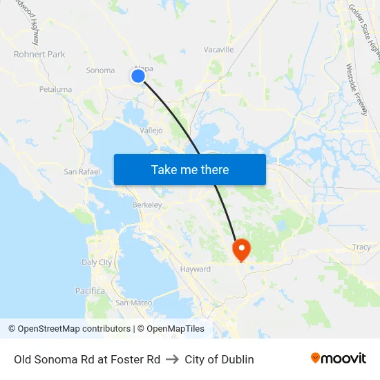 Old Sonoma Rd at Foster Rd to City of Dublin map