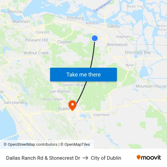 Dallas Ranch Rd & Stonecrest Dr to City of Dublin map