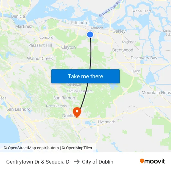 Gentrytown Dr & Sequoia Dr to City of Dublin map