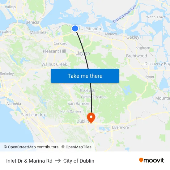 Inlet Dr & Marina Rd to City of Dublin map