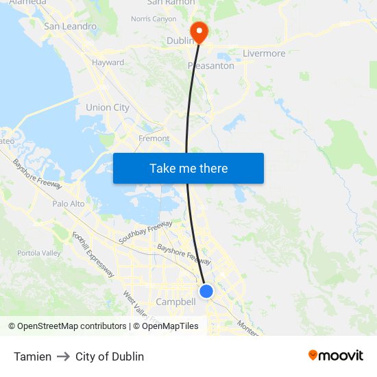 Tamien to City of Dublin map