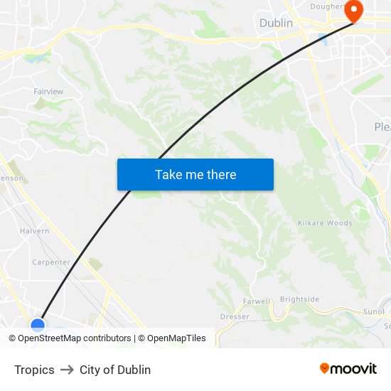 Tropics to City of Dublin map