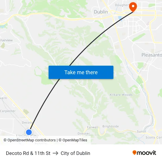 Decoto Rd & 11th St to City of Dublin map