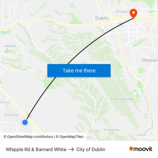 Whipple Rd & Barnard White to City of Dublin map