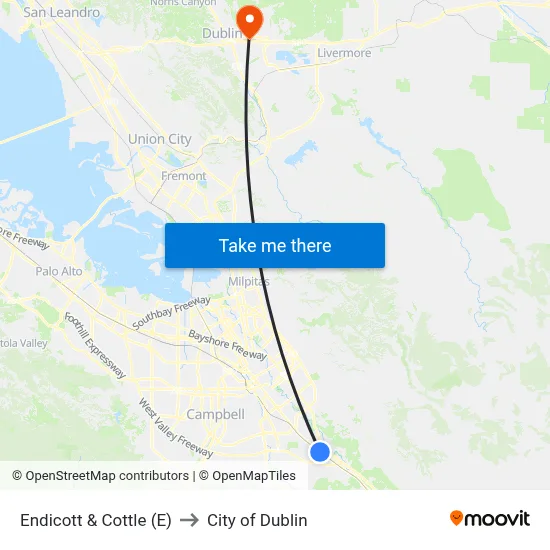 Endicott & Cottle (E) to City of Dublin map