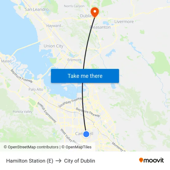 Hamilton Station (E) to City of Dublin map