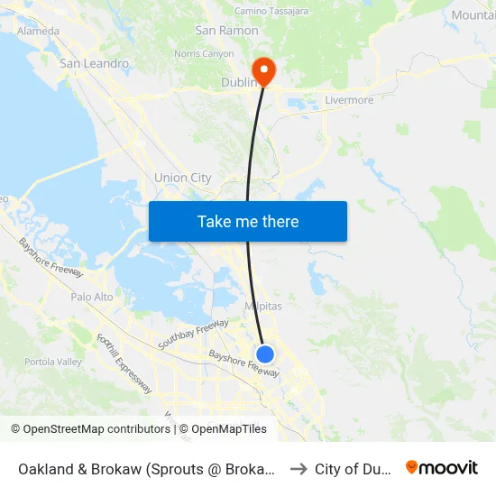Oakland & Brokaw (Sprouts @ Brokaw) (S) to City of Dublin map