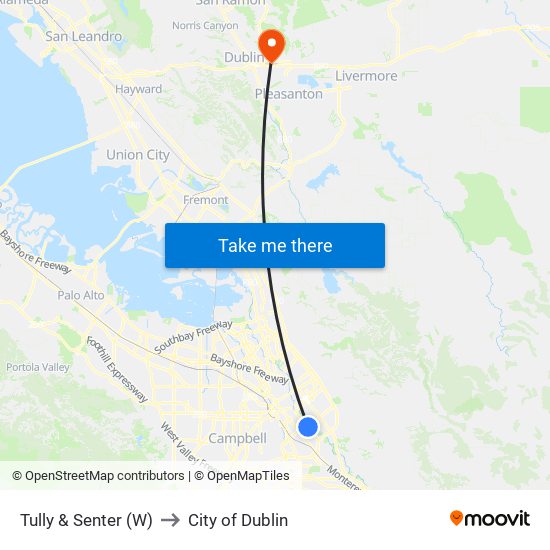 Tully & Senter (W) to City of Dublin map