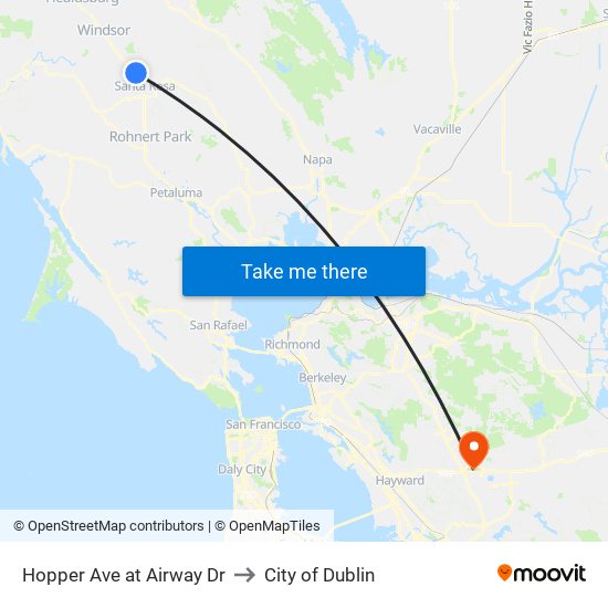 Hopper Ave at Airway Dr to City of Dublin map