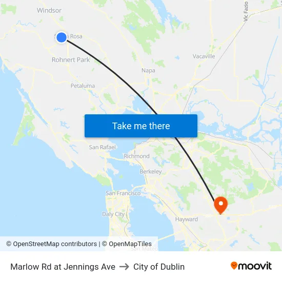 Marlow Rd at Jennings Ave to City of Dublin map