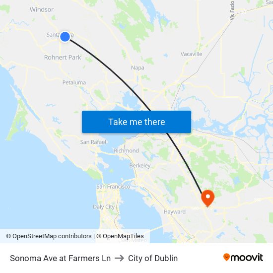 Sonoma Ave at Farmers Ln to City of Dublin map