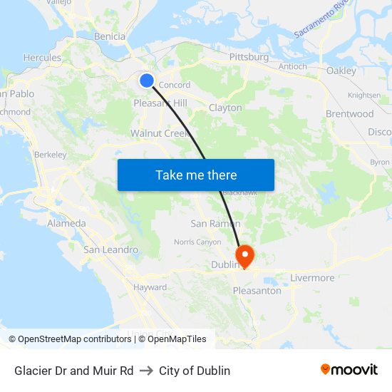 Glacier Dr and Muir Rd to City of Dublin map