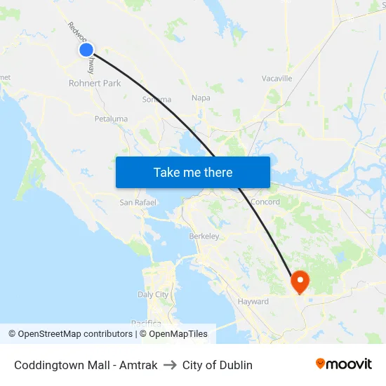Coddingtown Mall - Amtrak to City of Dublin map