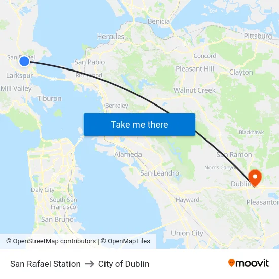 San Rafael Station to City of Dublin map