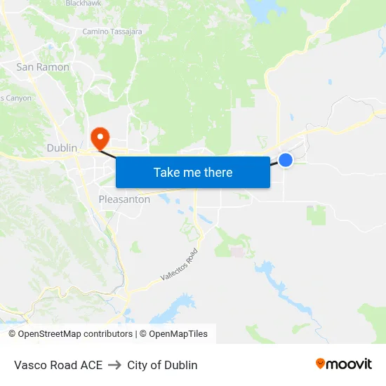 Vasco Road ACE to City of Dublin map