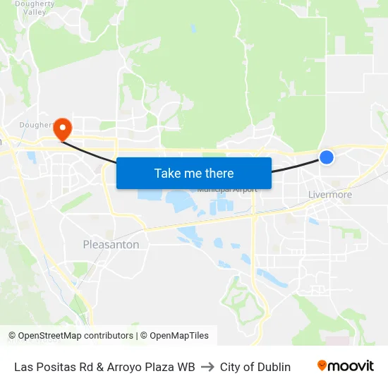 Las Positas Rd & Arroyo Plaza WB to City of Dublin map