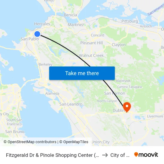 Fitzgerald Dr & Pinole Shopping Center (Target/Applebees) to City of Dublin map