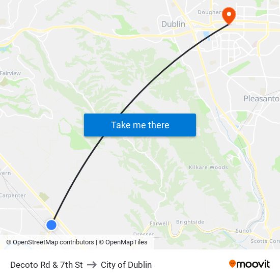 Decoto Rd & 7th St to City of Dublin map