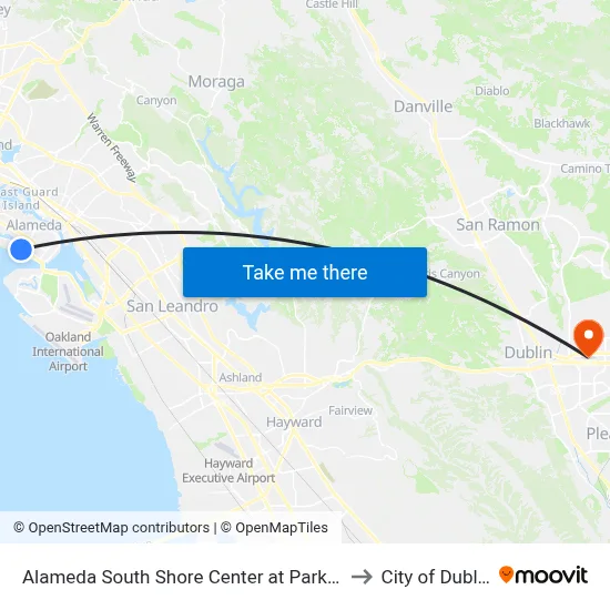 Alameda South Shore Center at Park St to City of Dublin map
