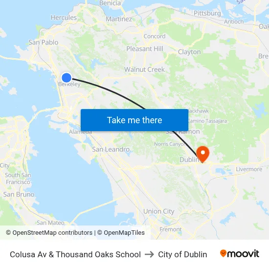 Colusa Av & Thousand Oaks School to City of Dublin map