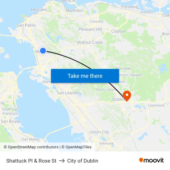 Shattuck Pl & Rose St to City of Dublin map