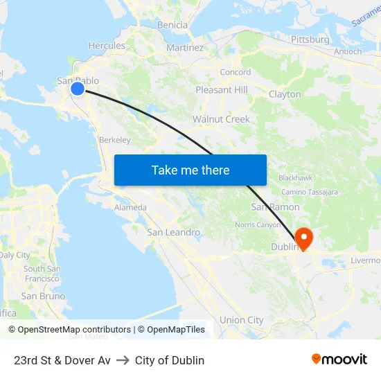23rd St & Dover Av to City of Dublin map