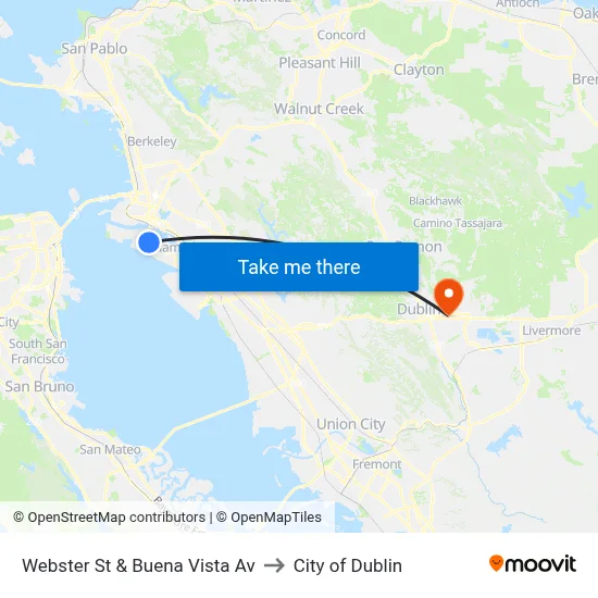 Webster St & Buena Vista Av to City of Dublin map