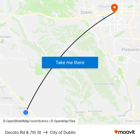 Decoto Rd & 7th St to City of Dublin map
