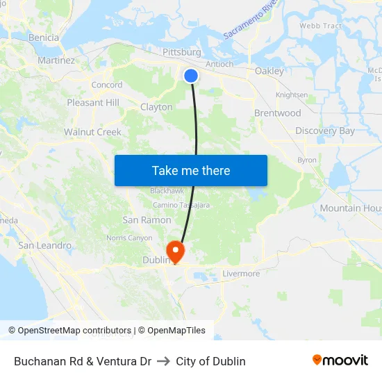 Buchanan Rd & Ventura Dr to City of Dublin map