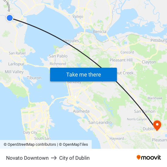 Novato Downtown to City of Dublin map