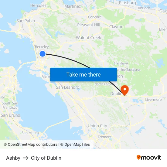 Ashby to City of Dublin map