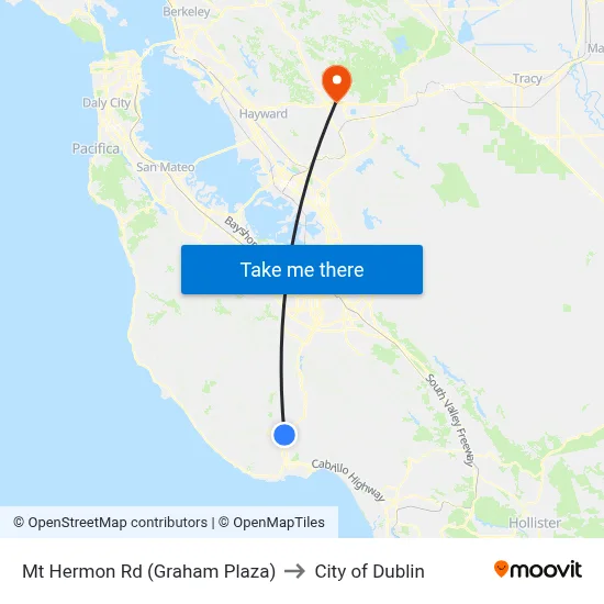 Mt Hermon Rd (Graham Plaza) to City of Dublin map