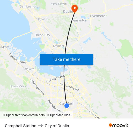 Campbell Station to City of Dublin map