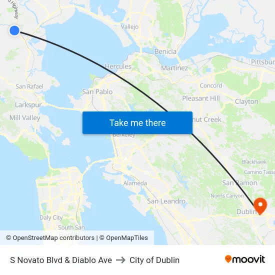 S Novato Blvd & Diablo Ave to City of Dublin map