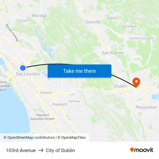 103rd Avenue to City of Dublin map