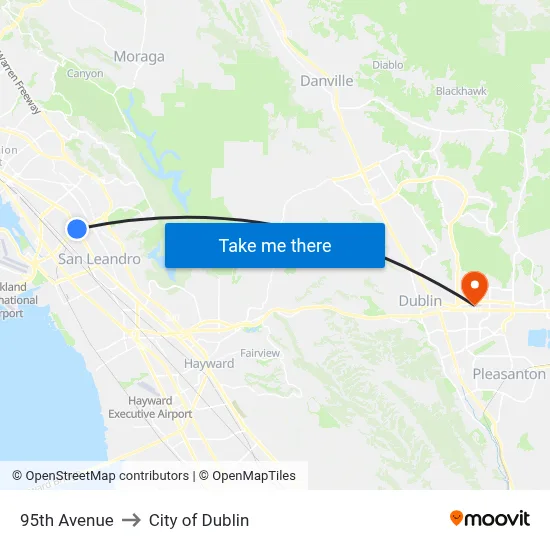95th Avenue to City of Dublin map