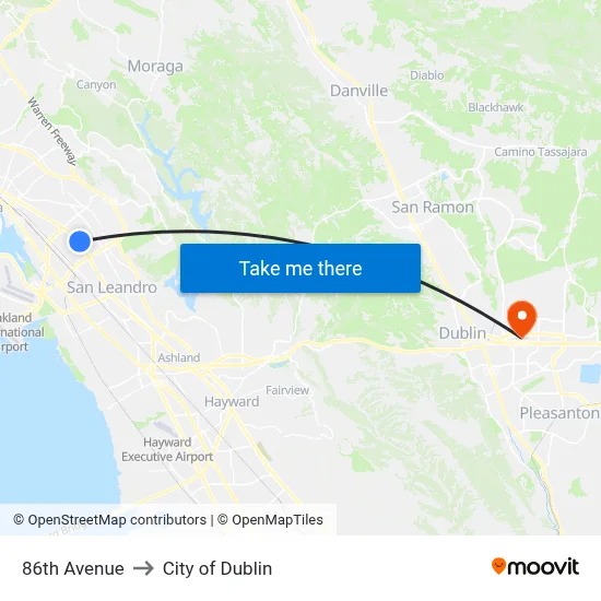 86th Avenue to City of Dublin map