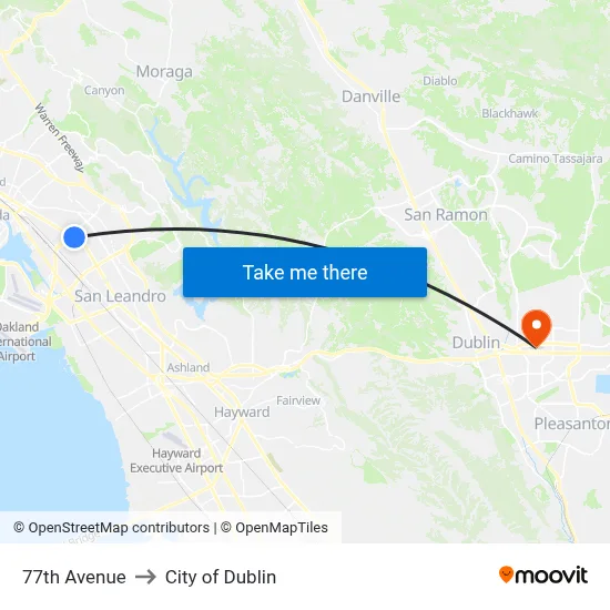 77th Avenue to City of Dublin map