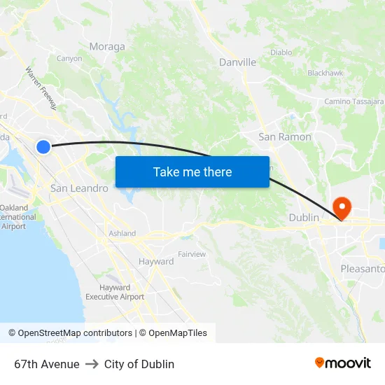 67th Avenue to City of Dublin map